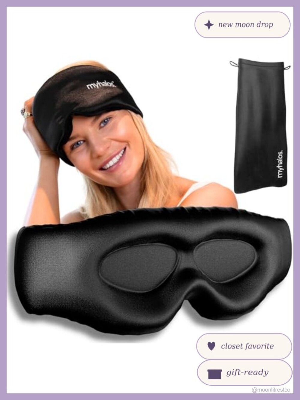 3D Mulberry Silk Sleep Mask Blackout Contoured Eye Mask for Travel & Sleep